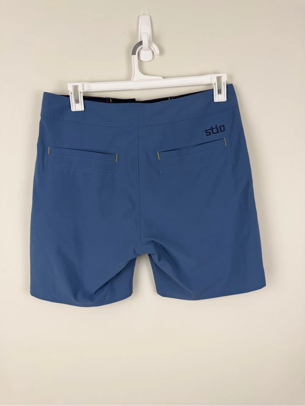Stio Men's Blue Swim Hybrids with Orange Zip Accent